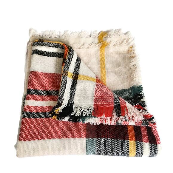 Funky Monkey Women's Plaid Multi-Color Blanket Scarf - Picture 2 of 4